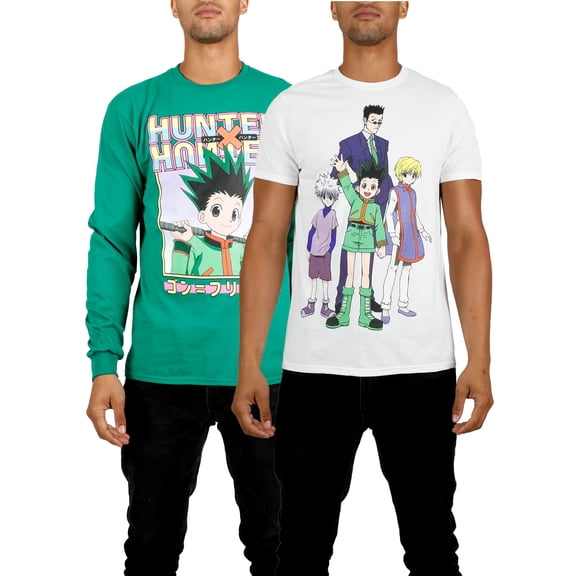 Hunter X Hunter Men's & Big Men's Long Sleeve & Short Sleeve Graphic Tees, 2 Pack, Sizes S-3XL