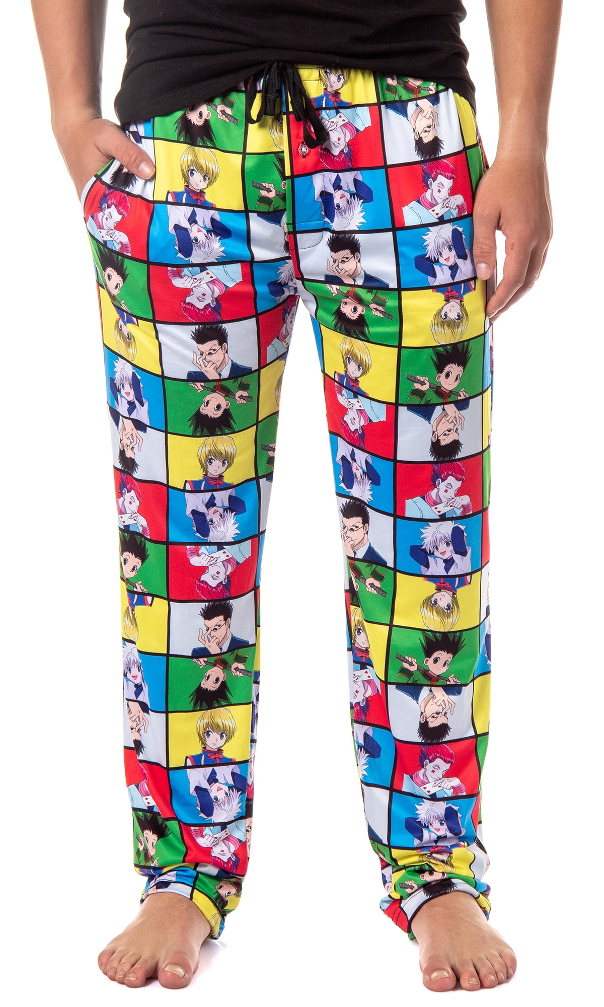 Hunter X Hunter Men's Gon Killua Kurapika Leorio Hisoka Grid Pajama Pants  (LG) 