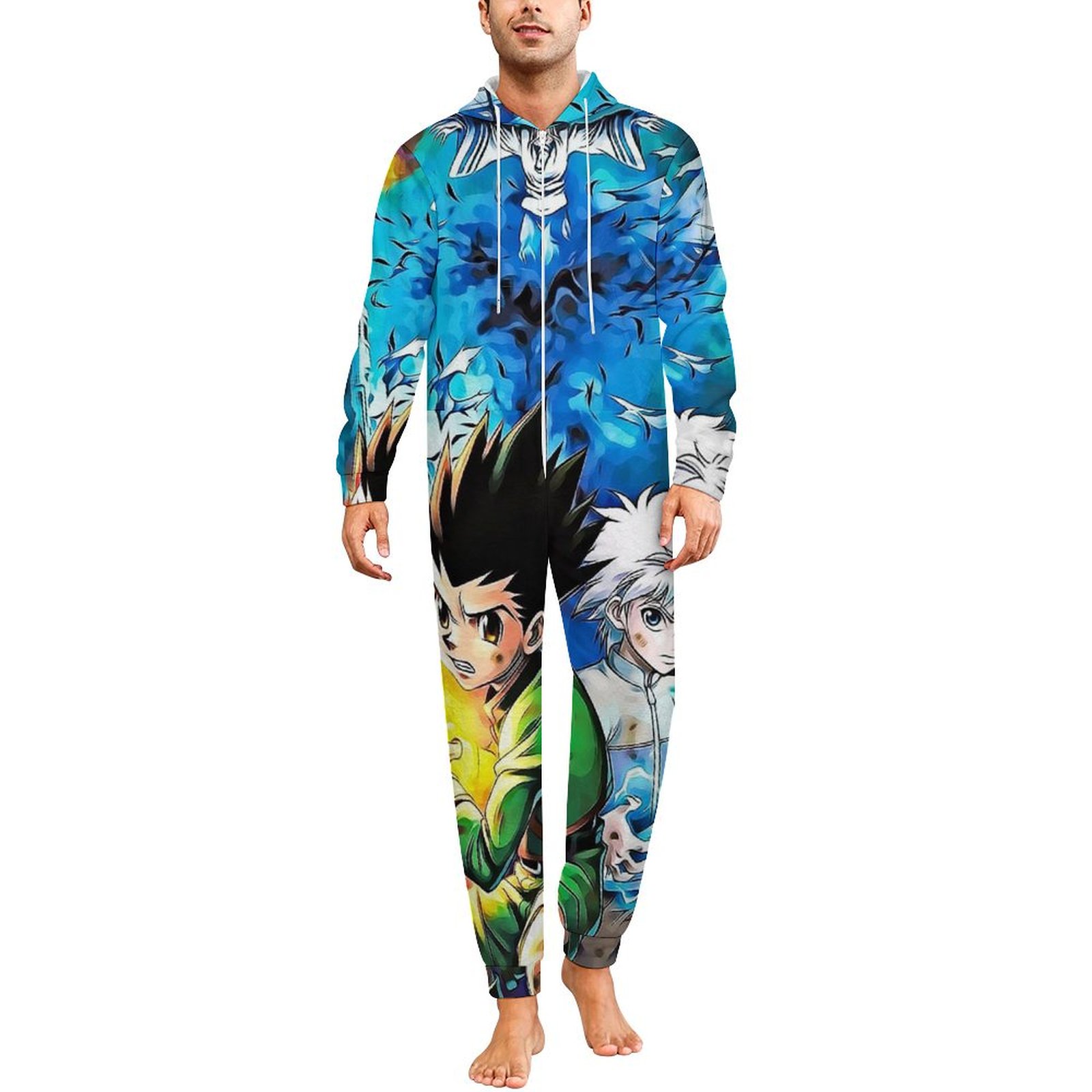892,ワンピース　HUNTER×HUNTER Hunter X Hunter Men's Hooded Jumpsuit Onesie Pajamas Cozy Zip Up