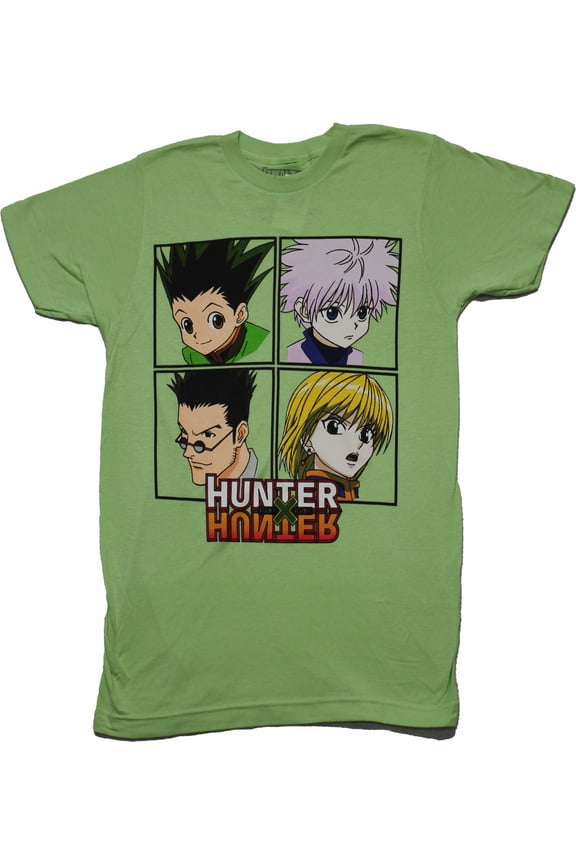 Hunter X Hunter Mens T-Shirt - Character Boxes Over Logo