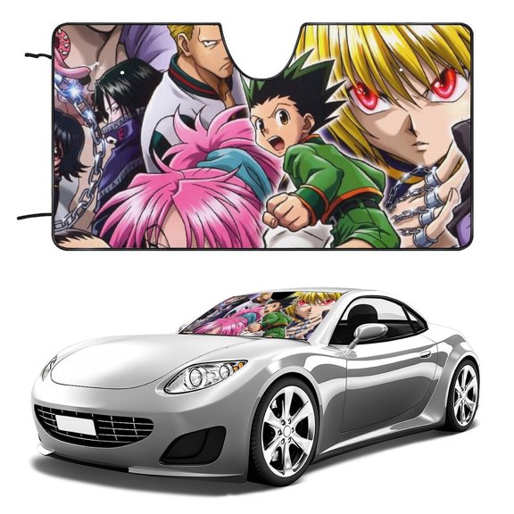 Hunter X Hunter Windshield Sun Shade - Car Sun Shade Windshield Keeps Interior Cool, Reflector Sunshade, Foldable Sunshade for Car Windshield for Cars, SUVs 51"x28"