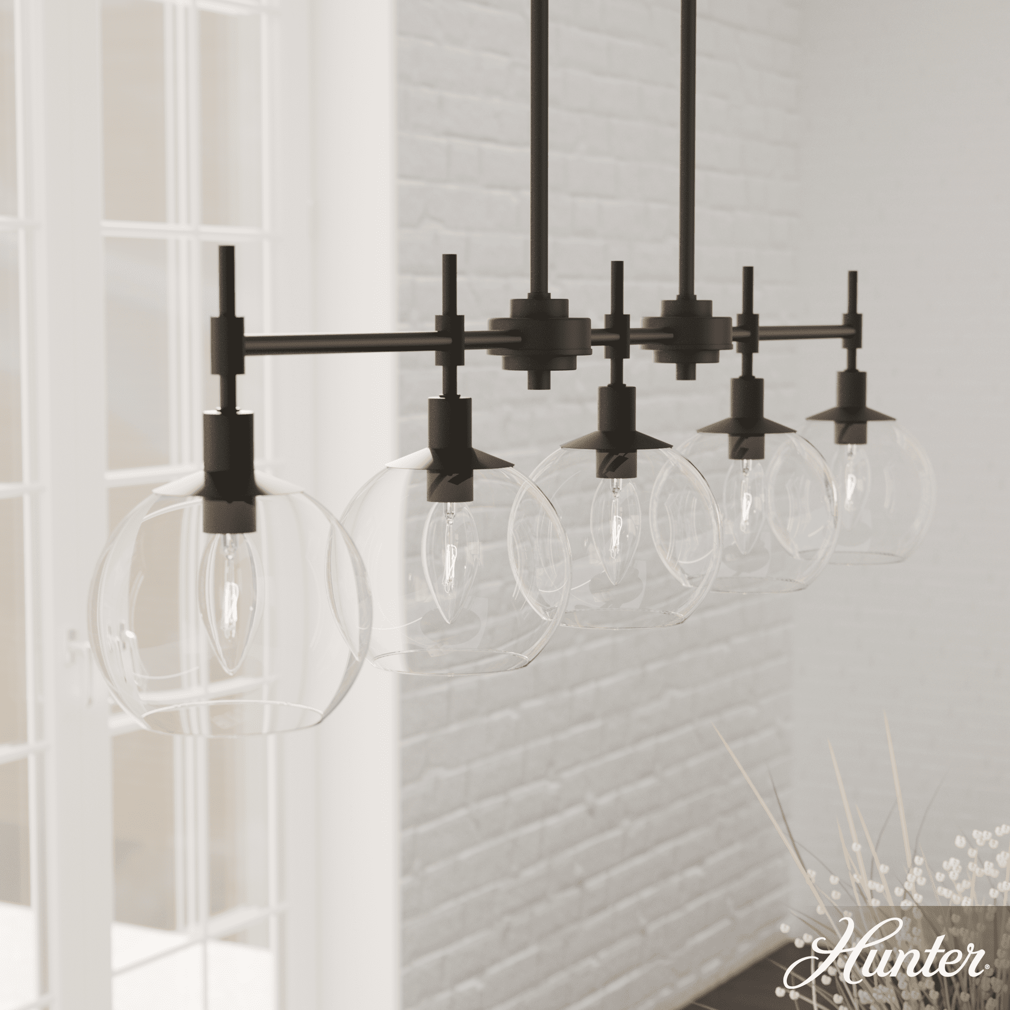 Hunter - Xidane 5-light Matte Black, Extra Large Chandelier, Dimmable ...