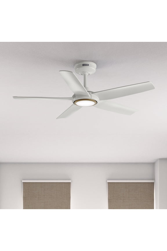 ZenTech 44 Inch Smart Ceiling Fan with LED Light for Bedroom, Indoor/Outdoor Damp Rated, 5-Blade, Fresh White, Wi-Fi Enabled, Works with Alexa, Google & Apple