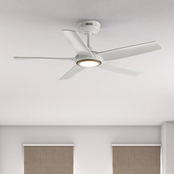 Hunter ZenTech 44 Inch Smart Ceiling Fan with LED Light for Bedroom, Indoor/Outdoor Damp Rated, 5-Blade, Fresh White, Wi-Fi Enabled, Works with Alexa, Google & Apple