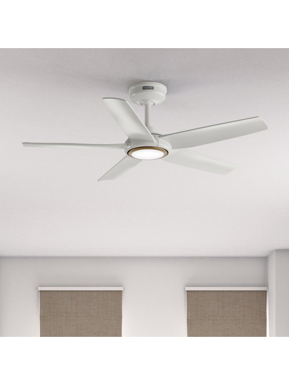 ZenTech 44 Inch Smart Ceiling Fan with LED Light for Bedroom, Indoor/Outdoor Damp Rated, 5-Blade, Fresh White, Wi-Fi Enabled, Works with Alexa, Google & Apple