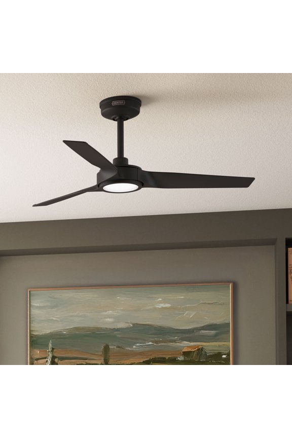ZenTech 44 Inch Smart Ceiling Fan with LED Light for Patio, Indoor/Outdoor Damp Rated, 3-Blade, Matte Black, Wi-Fi Enabled, Works with Alexa, Google & Apple