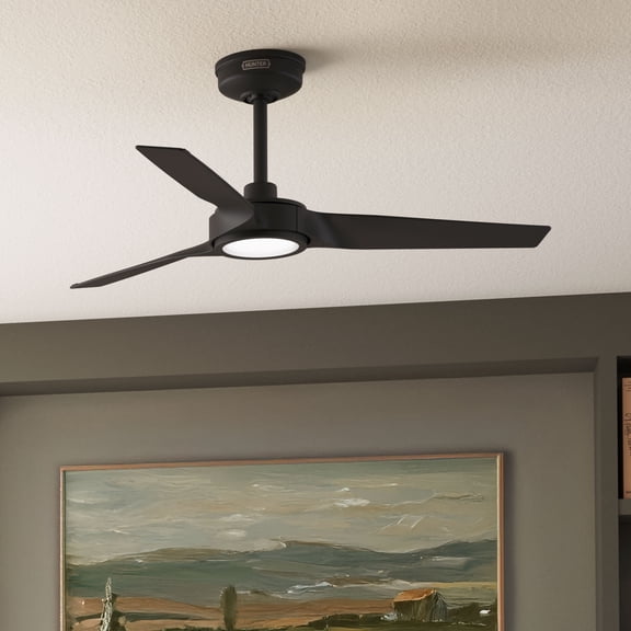 Hunter ZenTech 44 Inch Smart Ceiling Fan with LED Light for Patio, Indoor/Outdoor Damp Rated, 3-Blade, Matte Black, Wi-Fi Enabled, Works with Alexa, Google & Apple