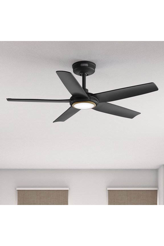 ZenTech 44 Inch Smart Ceiling Fan with LED Light for Patio, Indoor/Outdoor Damp Rated, 5-Blade, Matte Black, Wi-Fi Enabled, Works with Alexa, Google & Apple