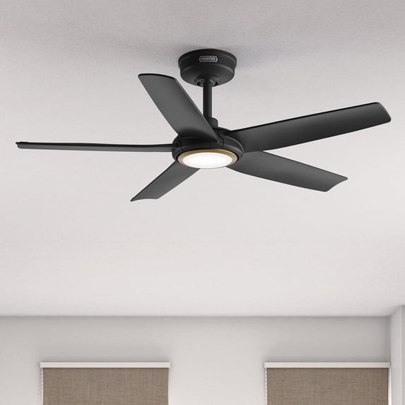 Hunter ZenTech 44 Inch Smart Ceiling Fan with LED Light for Patio, Indoor/Outdoor Damp Rated, 5-Blade, Matte Black, Wi-Fi Enabled, Works with Alexa, Google & Apple