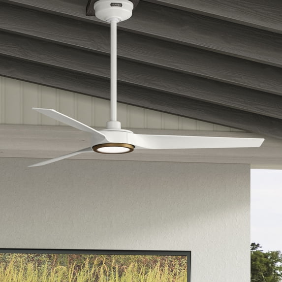 Hunter ZenTech 52 Inch Smart Ceiling Fan with LED Light for Bedroom or Living Room, Indoor/Outdoor Damp Rated, 3-Blade, Fresh White, Wi-Fi Enabled, Works with Alexa, Google & Apple