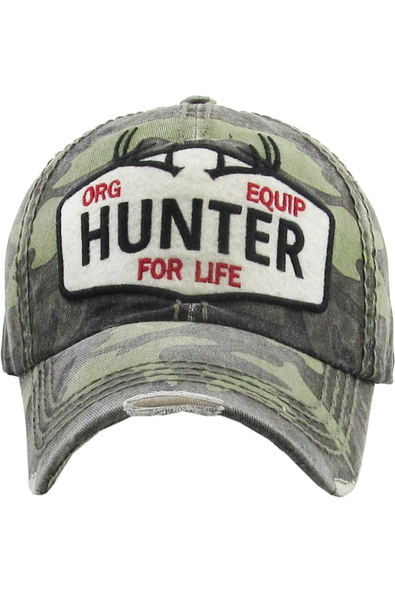 Hunter for Life Vintage Distressed Washed Baseball Cap Hat Outdoors Hunting