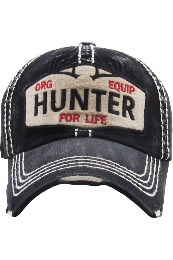 Hunter for Life Vintage Distressed Washed Baseball Cap Hat Outdoors Hunting
