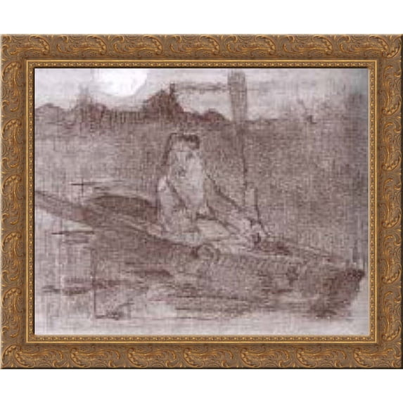 Hunter on the boat 24x20 Gold Ornate Wood Framed Canvas Art by Nicholas Roerich