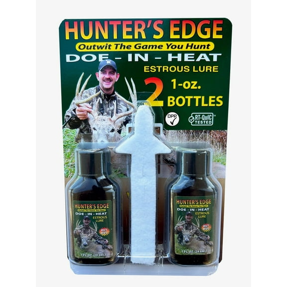 Hunter's Edge Doe-In-Heat Value Pack Plus, (2)1 Ounce Bottles with Tree Wicks, Scent is Doe- in- Heat