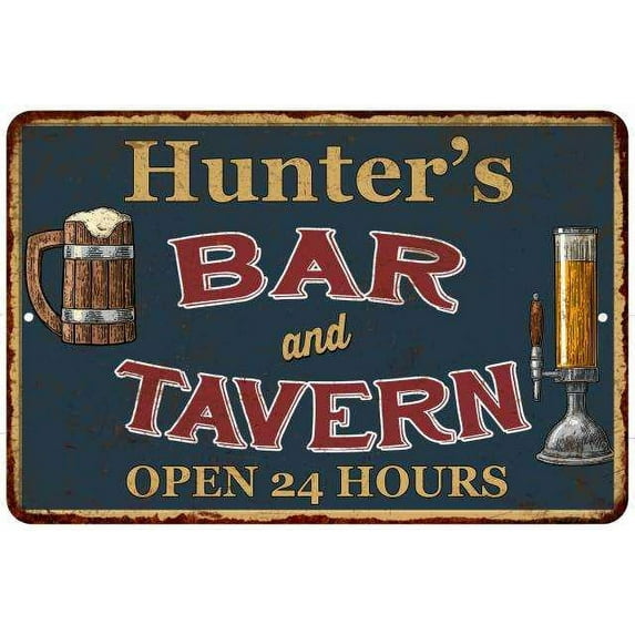 Hunter's Green Bar & Tavern Rustic Sign Decor 8x12 108120047415