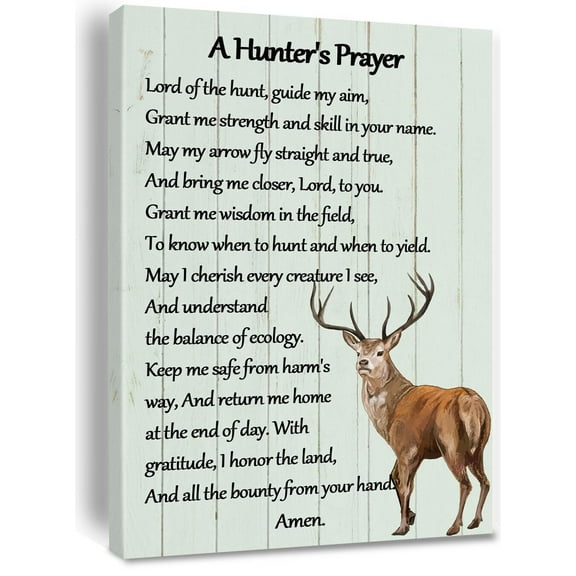 A Hunter's Prayer Deer Wall Art Deer Picture Decor Inspirational Quotes Canvas Painting Poster Farmhouse Home Decoration for Living Room Bedroom Kitchen