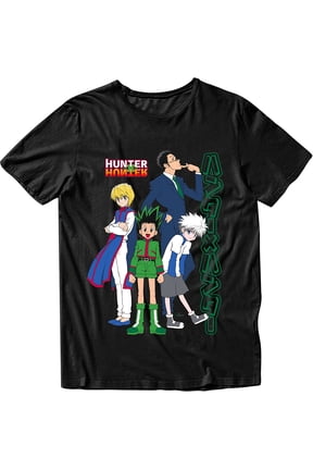Anime Character Gon Freecss Killua Hisoka Men s Black T-Shirt Group Shot Small