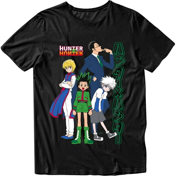 Hunter x Hunter Anime Character Gon Freecss Killua Hisoka Men s Black T-Shirt Group Shot Small