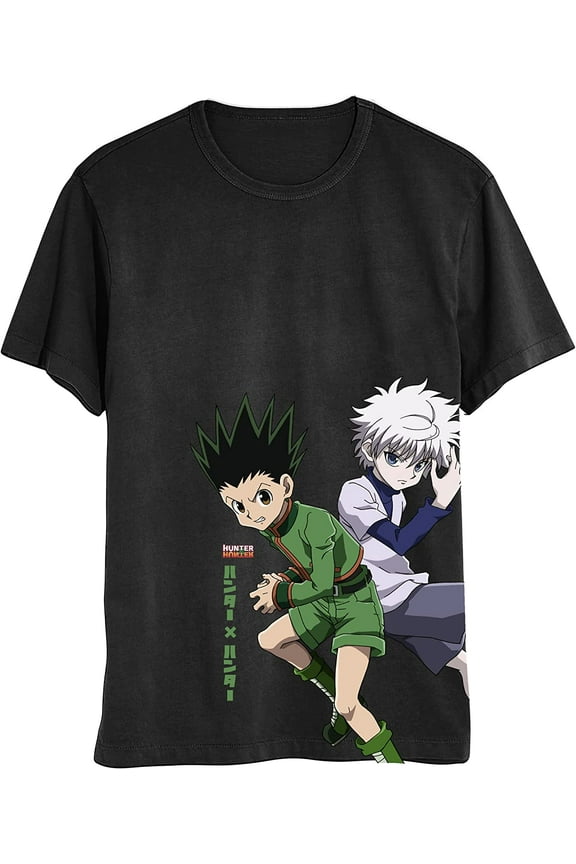 Hunter x Hunter Anime Character Gon and Killua Graphic Adult T shirt - Black