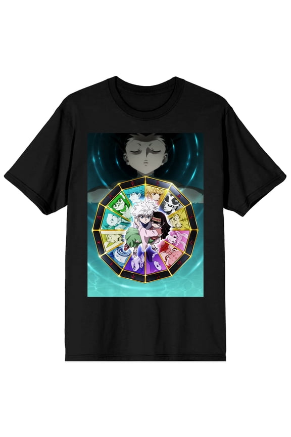 Hunter x Hunter Character Rainbow Men's Black T-Shirt-XL