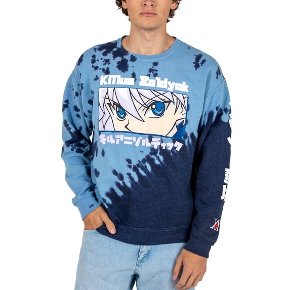 Hunter x Hunter Killua Close Up Puff Print on 45Degree Split Dye Sweatshirt-Small