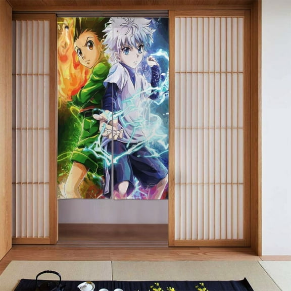 Hunter x Hunter Printed Semi Sheer Curtains Door Curtain Room Partition Curtains,For Home Decor,Bedroom,Living Room Curtains,34"x56",2 Panels