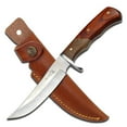 thumbnail image 1 of Elk Ridge - Outdoors Fixed Blade Knife, 9.5-in Overall, Satin Finish Stainless Steel Blade, 2 Tone burl Wood Handle, Genuine Leather Sheath, Hunting, Camping, Survival - ER-085, 1 of 11
