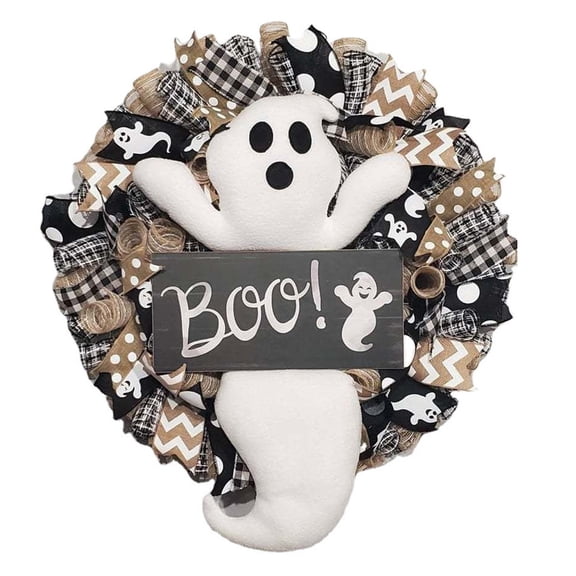 Huntermoon Wreath Seasonal Accessories Lovely Door Hanger Cute Ghost Home 1pcs Boo Specter Halloween Decoration