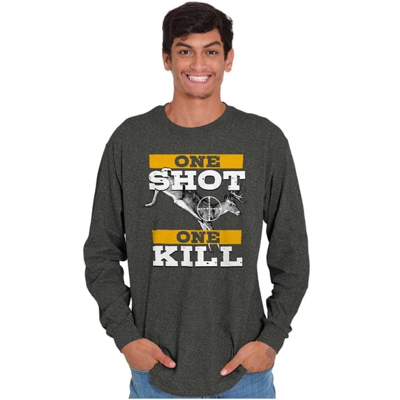Hunters One Shot Buck Hunting Long Sleeve TShirt Men Women Brisco Brands S