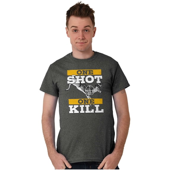 Hunters One Shot Buck Hunting Men's Graphic T Shirt Tees Brisco Brands S