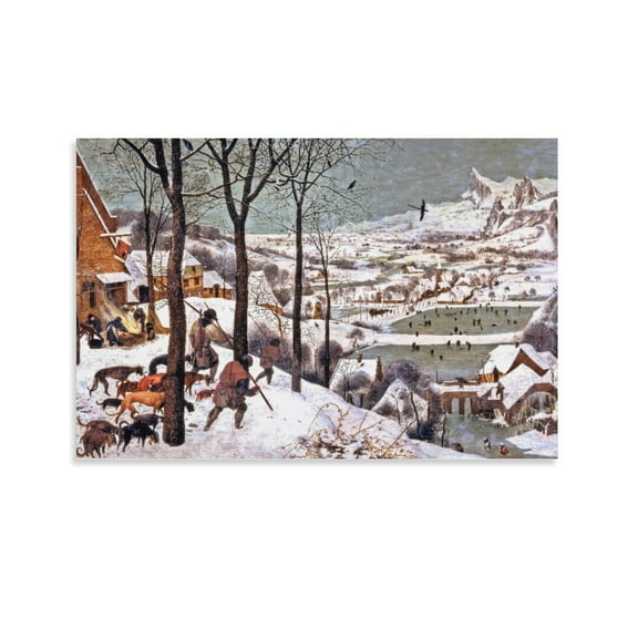 Hunters in The Snow (Winter) By Pieter Bruegel Poster Decorative Painting Canvas Wall Art Living Room Posters Bedroom Painting,Unframe-style,28×41inch (70×105cm)