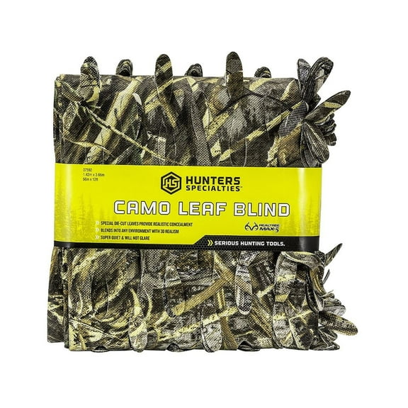 Hunters Specialties Camo Leaf Blind - Hunting Durable Lightweight Quiet Realistic Concealment Camouflage Accessory, MAX 5, 56 IN X 12 FT