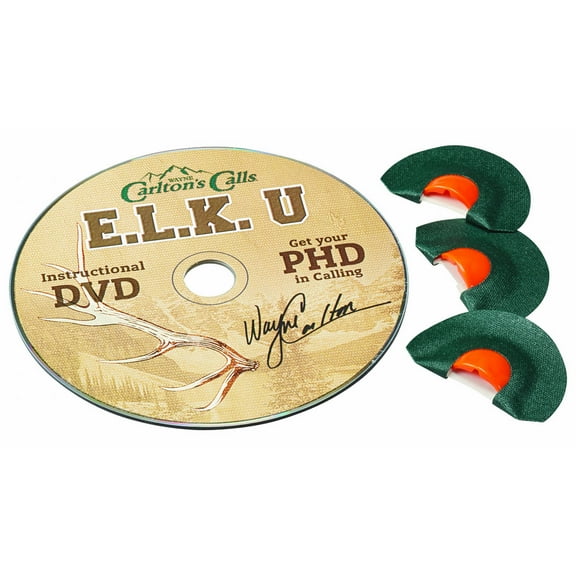 Hunters Specialties Carlton's Calls E.L.K. University PHD Tone Trough Diaphragm Game Calls Combo with Instructional DVD