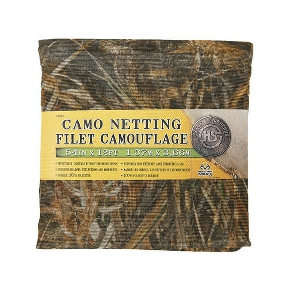Hunters Specialties Camo Netting - Hunting Durable Lightweight Quiet Realistic Concealment Camouflage Polyester Netting for Blinds, 54 IN X 12 FT - MAX 5