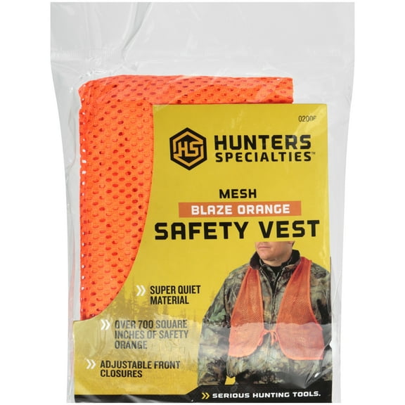 Hunters Specialties Adult Mesh Safety Vest - Blaze Orange High Visibility Mesh Breathable Vest for Hunting, One Size Fit All