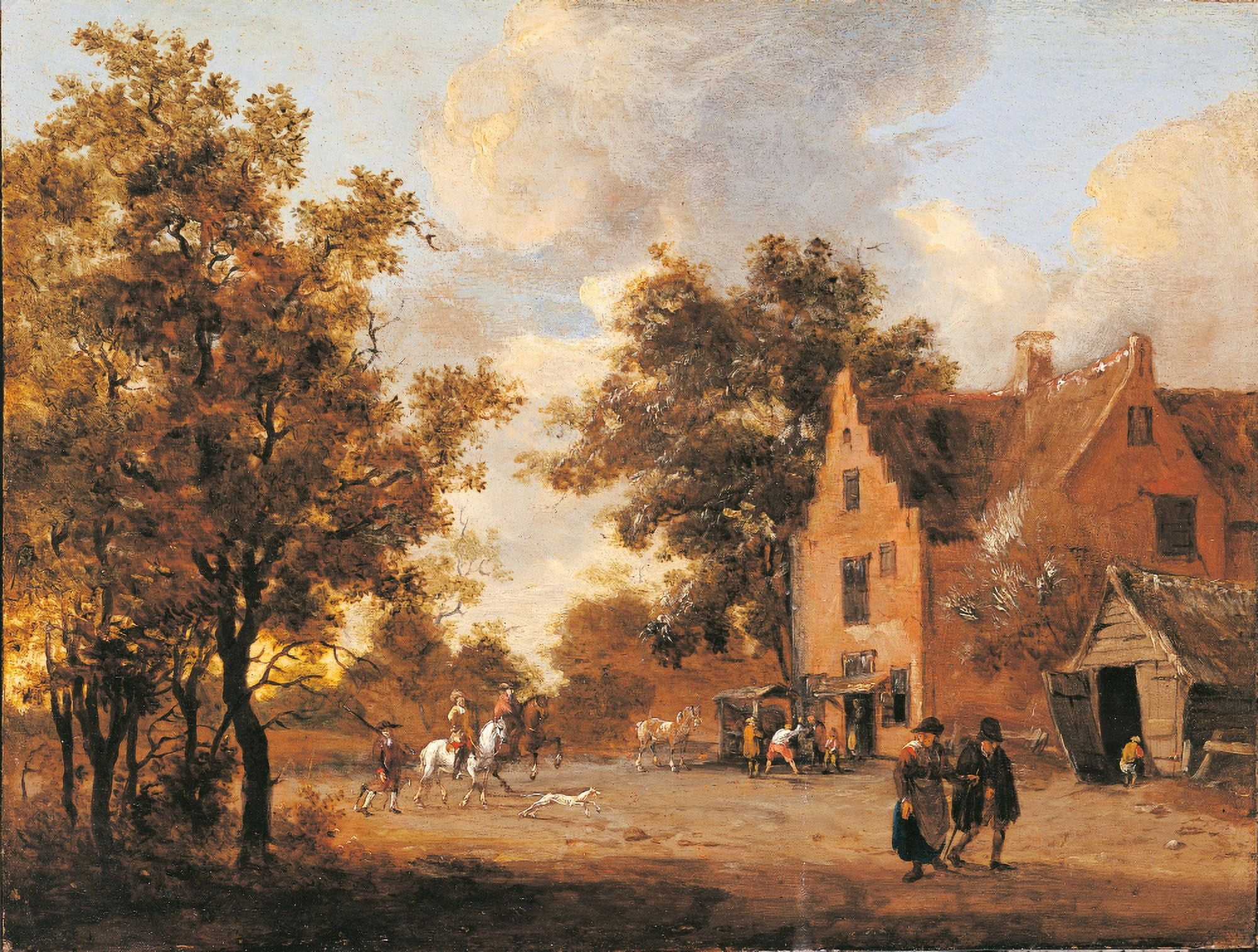 Hunters Stop At An Inn Canvas Art - (36 x 24)