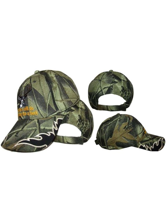 Hunters Will Do Anything For A Buck black Camouflage Deer Embroidered Cap Hat