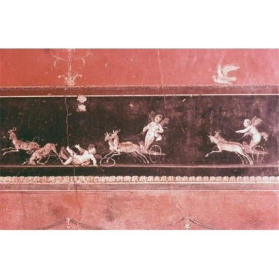 Hunting Amorini 63-79 Ad Roman Art Fresco Casa Dei Vettii Pompeii Italy Poster Print - 18 x 24 in.