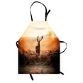 thumbnail image 1 of Hunting Apron Red Deer in the Morning Sun Wilderness Nature Scenery Countryside Rural Heathers, Unisex Kitchen Bib Apron with Adjustable Neck for Cooking Baking Gardening, Brown Orange, by Ambesonne, 1 of 3