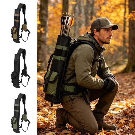 Hunting Arrow Bag, Resizable & Lightweight Hunting Arrow Bag, Large Capacity & Pockets Arrow Organizer, Khaki Oxford Cloth Arrow Case, Ideal Gift for Men & Women Hunters.