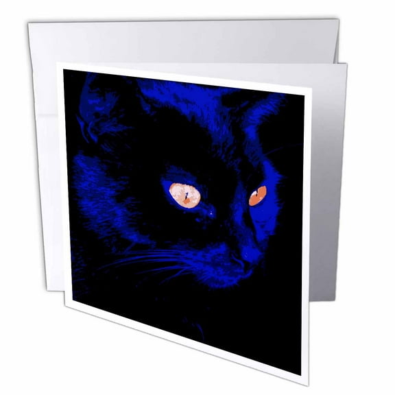 3dRose, Hunting At Halloween Stunning Black Cat Vector, 1 Greeting Card with envelope