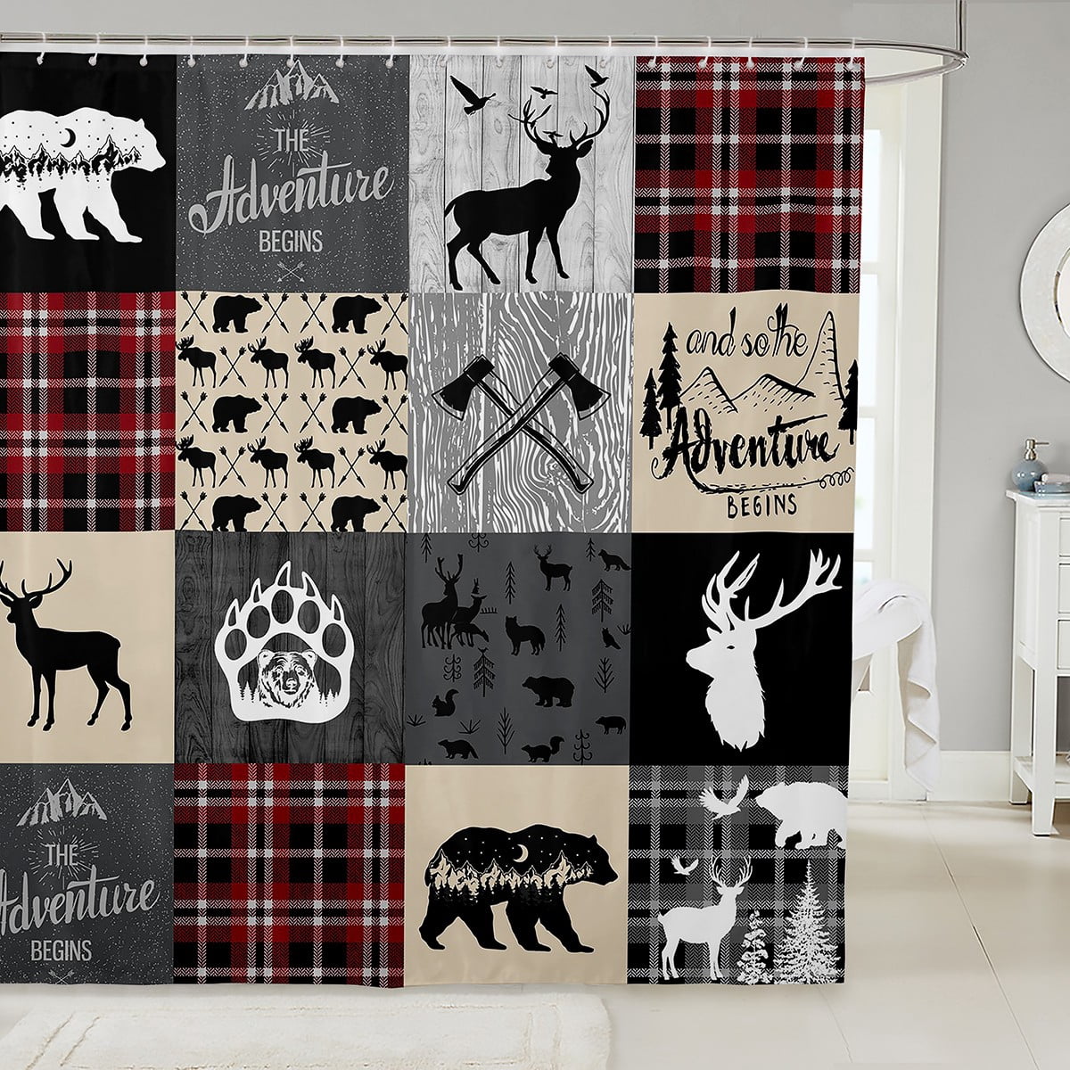 Patchwork Bear Trail Shower Curtain NCU0LDH818