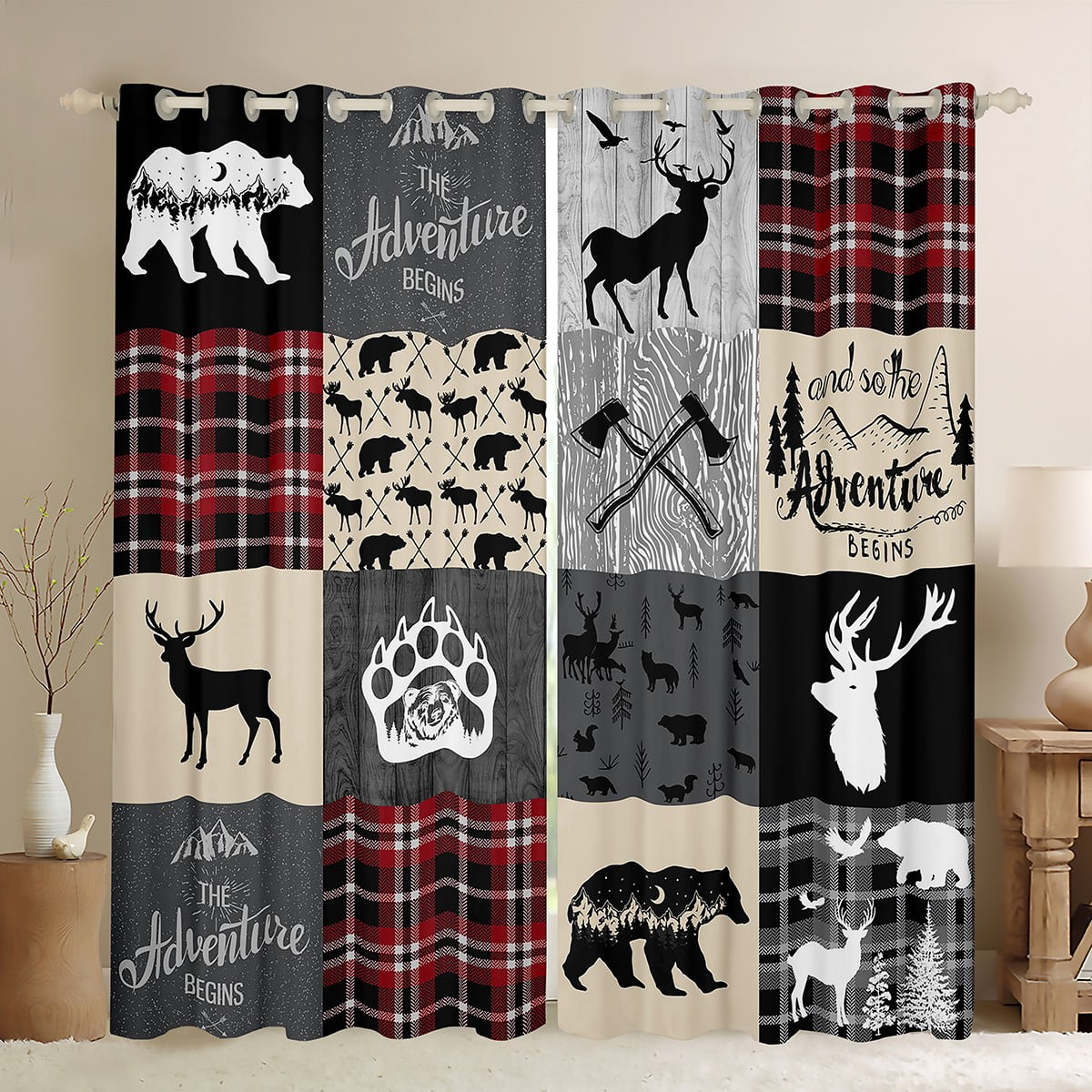 Highland Bear Stillness Quilted Curtains NCU0NNT2879