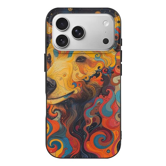 Hunting Bear Psychedelic Black TPU Case for iPhone 17 Pro Slim Shockproof Protective Phone Cover
