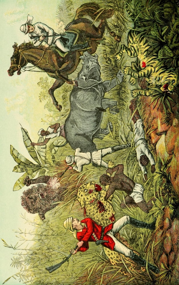 Hunting Big Game in the Wilds of Africa 1909 Desperate encounter with ferocious beasts Canvas Art - Unknown (18 x 24)