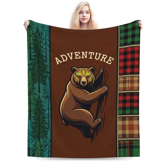 Hunting Blanket, Flannel Blanket with Lodge Cabin Retro Motif, Living Room Bedroom Couch Sofa Throw 50x40