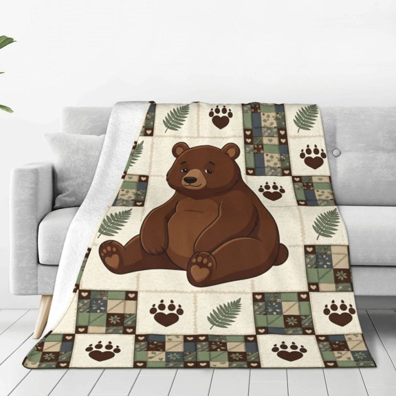 Hunting Blanket, Flannel Blanket with Lodge Plaid Patchwork Design, Living Room Bedroom Throw 50x40
