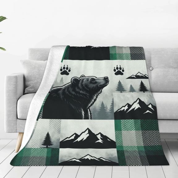 Hunting Blanket, Flannel Blanket with Plaid Patchwork Art, All Season Couch Sofa Bed Travel Throw 50x40