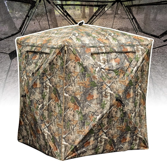 Hunting Blind, 2 Person Pop Up Blinds 360 Degree See Through, Portable Durable Hunting Ground Blinds for Deer & Turkey Hunting