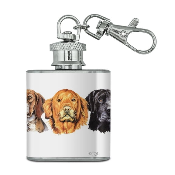 Hunting Breed Dogs Stainless Steel 1oz Mini Flask Key Chain